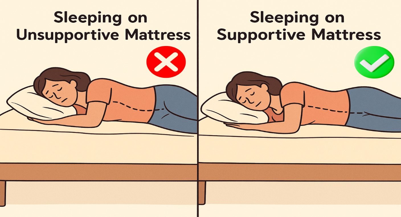Sleeping on an Unsupportive and Supportive Mattress