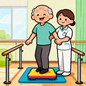 Old man Balance On Unstable Surface