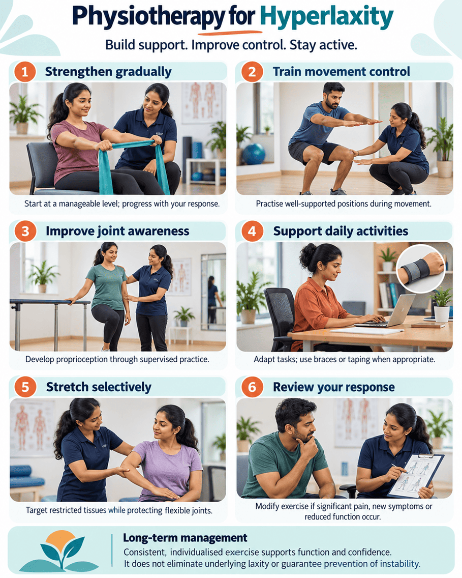 Physiotherapy interventions to control excessive motion